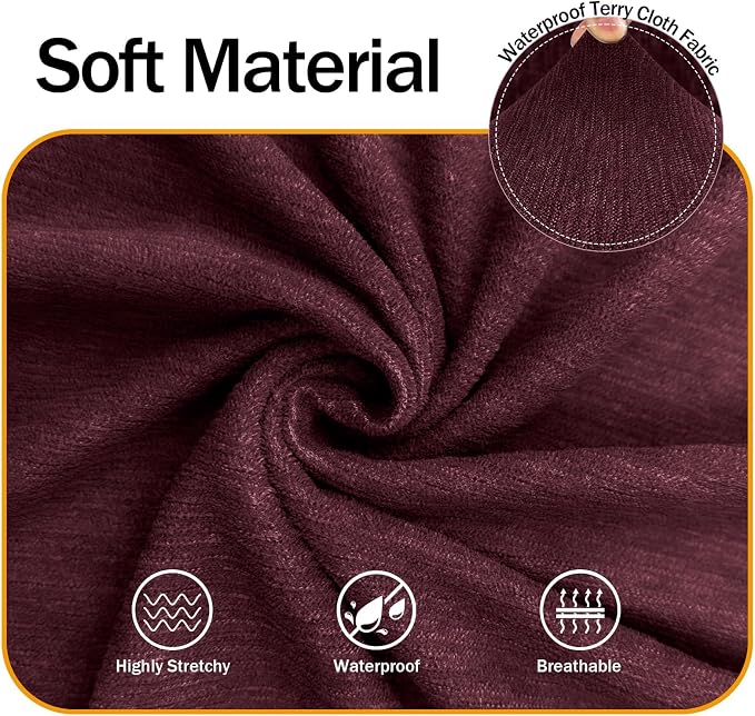 Waterproof Couch Cover, Washable Stretch Non-Slip Oversized Sofa Slipcover with Elastic Bottom Stay-in-Place - Leakproof Furniture Protector for Kids & Pets (Oversized Sofa, Burgundy)