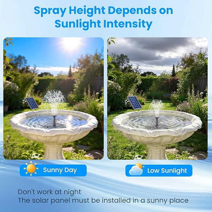 Antfraer 4W Solar Fountain Pump with Pond Filter, Solar Pond Filter Kit with 5 Nozzles & PVC Tubing, Solar Water Fountain for Outdoor Bird Bath, Small Ponds, Water Circulation & Oxygenation