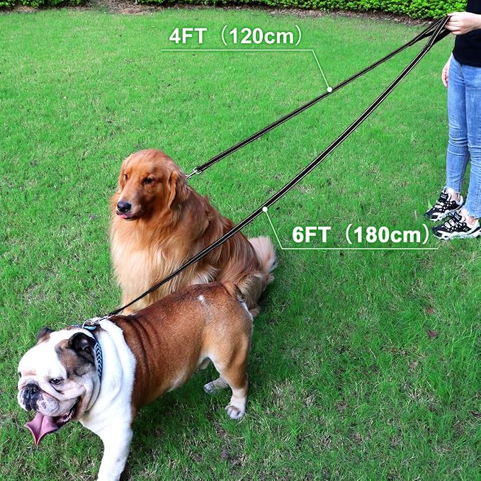 FunTags 4FT Black Reflective Dog Leash for Large & Medium Dogs Training, Soft Padded Handle Comfortable Grip, Heavy Duty Nylon, Reflective for Night Walking, 1in Wide