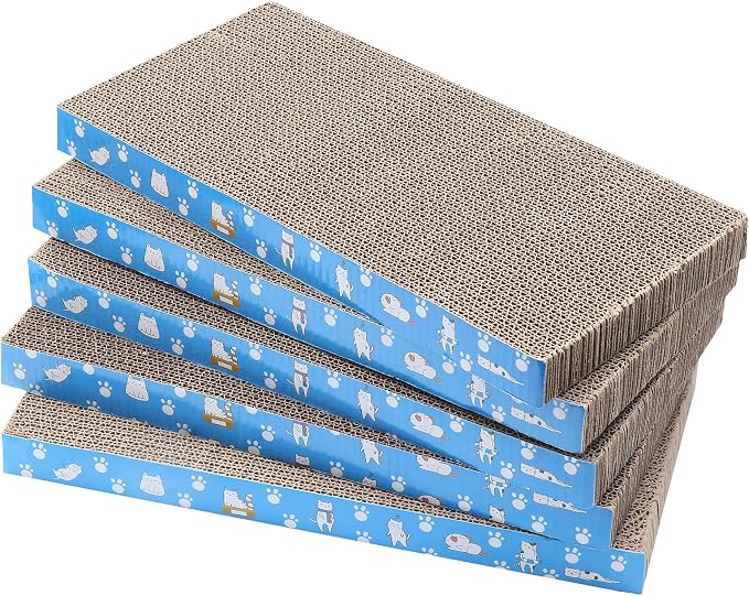 5 Packs in 1 Cat Scratch Pad, Cat Scratcher Cardboard,Reversible,Durable Recyclable Cardboard, Premium Scratch, Suitable for Cats to Rest, Grind Claws and Play