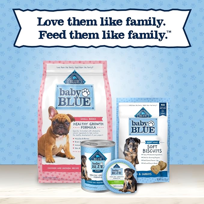 Blue Buffalo Baby Blue Soft Biscuits with DHA, Natural Dog Treats for Puppies, Great for Training, with Chicken & Carrots, 8-oz Bag
