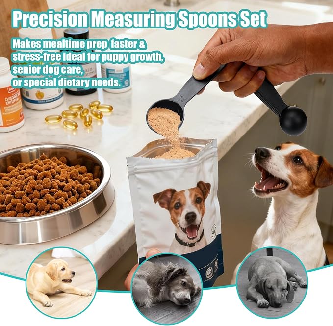 AIERSA Pet Food Scoop & Measuring Cup for Dogs & Cats, Stainless Steel Dog Scoop1 ¾ / ½ / ¼ Cup with Multi-Unit Markings for Precision Feeding, Easy-Clean Metal Food Storage