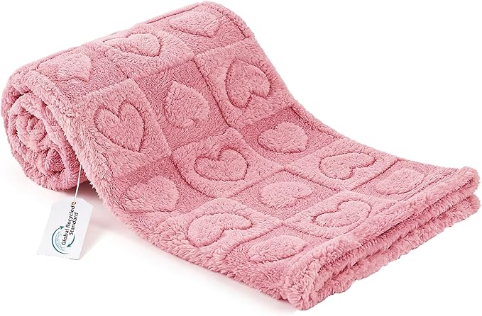 gogobunny Large Pet Blanket for Dogs Cats, Ultra Soft 300GSM Coral Fleece Washable Furniture Protector for Couch Bed Car Seat, Calming Crate Mat Blanket for Large Breeds, Pink, 40x50IN