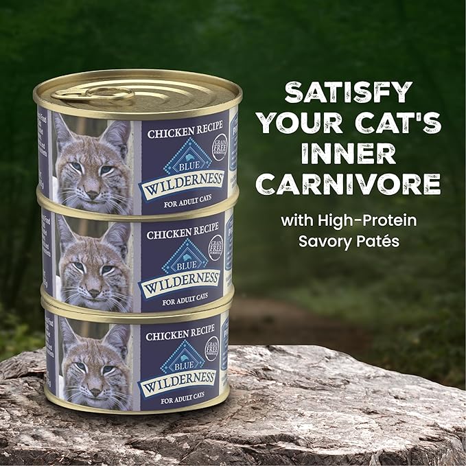 Blue Buffalo Wilderness Chicken Paté Adult Wet Cat Food, High-Protein & Grain-Free Recipe Enhanced with Vitamins, Minerals, and Other Nutrients, 5.5-oz. Cans (24 Count)