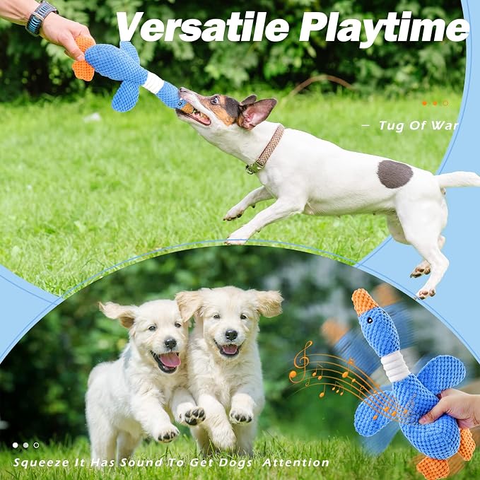 Vitscan 2 Pack Goose Tough Dog Toys for Aggressive Chewers, Durable Squeaky Dog Chew Toys for Small Medium Large Dogs, Plush Interactive Indestructible Dog Toys to Keep Them Busy, Duck Puppy Pet Toy