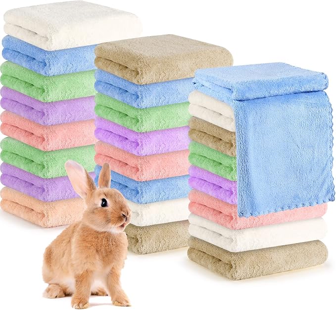 48 Pcs 24 Pcs Guinea Pig Fleece Bedding Blankets Bulk Washable Small Animal Fleece Cage Liners Pet Wash Cloth Sleeping Mat Cover for Hamster Chinchilla Rabbit Hedgehog (14 x 30 Inch,Multicolor)