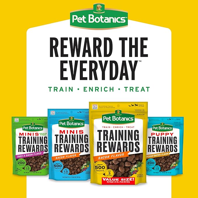 Pet Botanics 20 oz. Pouch Training Rewards Soft & Chewy, Bacon Flavor, with 500 Treats Per Bag, The Choice of Top Trainers