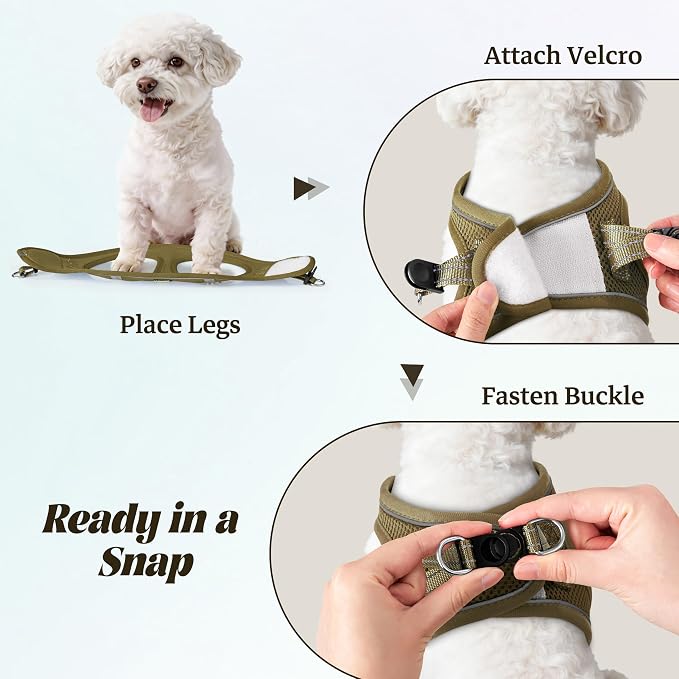 YIMEIS Dog Harness and Leash Set, No Pull Soft Mesh Pet Harness, Reflective Adjustable Puppy Vest for Small Medium Large Dogs, Cats (Army Green, Medium (Pack of 1)