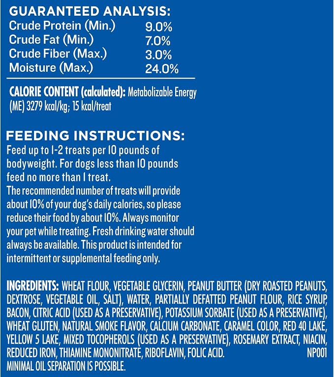 Milk-Bone Peanut Buttery Bites, Soft Dog Treats with Jif Peanut Butter & Real Bacon, 4.5 Oz. Bags