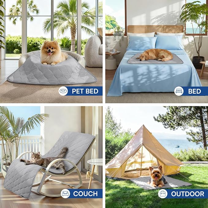 Luciphia Waterproof Cooling Mat for Dogs Couch Cover Q-MAX>0.5, Leakproof Pet Pad Non-Slip Throw Blanket for Cat Puppy Crate Bed Protector Outdoor (Cloud Grey, 30x40 inches)