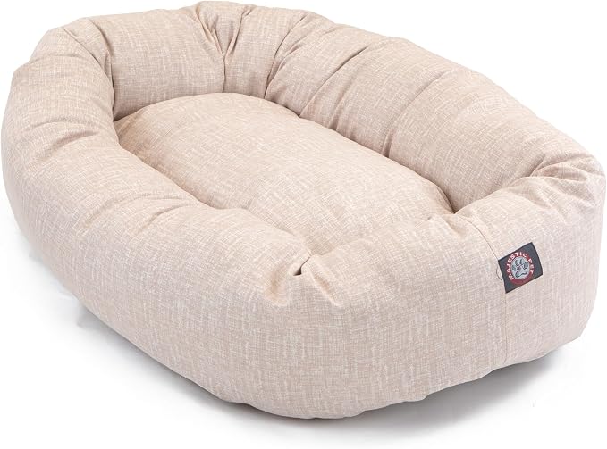 Majestic Pet 52 Inch Bagel Calming Dog Bed Washable – Cozy Soft Round Dog Bed with Spine Support for Dogs to Rest Their Head - Fluffy Donut Puppy Mat 52x35x11 (Inch) X-Large – Pink