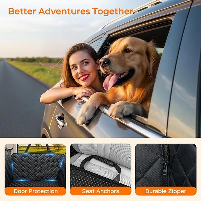 URPOWER Dog Car Seat Cover for Pets 100% Waterproof Seat Cover Hammock 600D Heavy Duty Scratch Proof Nonslip Durable Soft Back Seat Covers for Cars Trucks and SUVs