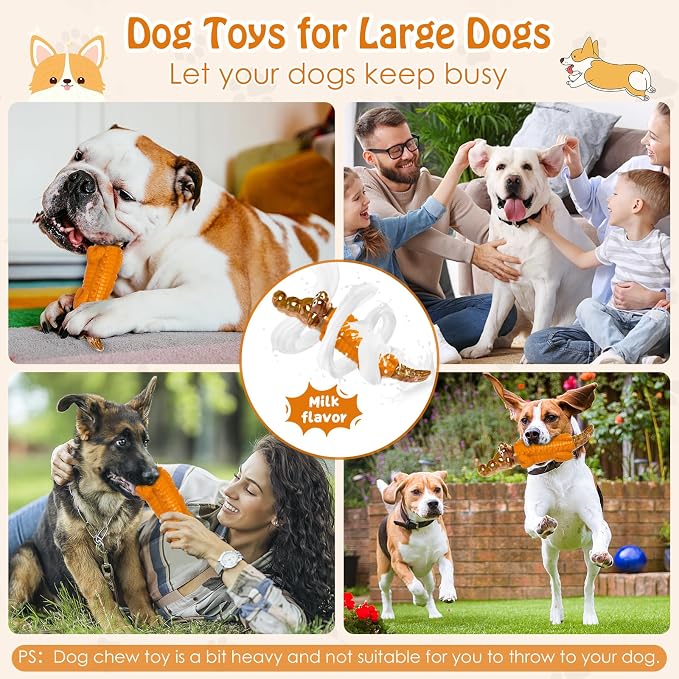 Jeefome Dog Toy for Aggressive Chewers – Dog Chew Toy for Small&Medium & Large Dogs, Tough Dog Toy for Boredom & Anxiety Relief（Orange）