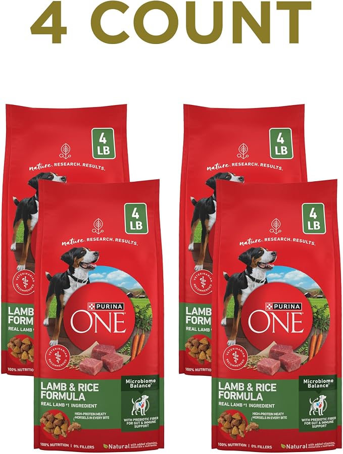 Purina ONE Dry Dog Food Lamb and Rice Formula - (Pack of 4) 4 lb. Bags