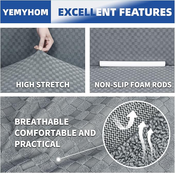 YEMYHOM Couch Cover Latest Jacquard Design High Stretch Extra Large Sofa Covers Pet Dog Cat Proof Oversized Slipcover Non Slip Magic Elastic Furniture Protector (XL Sofa, Light Gray)