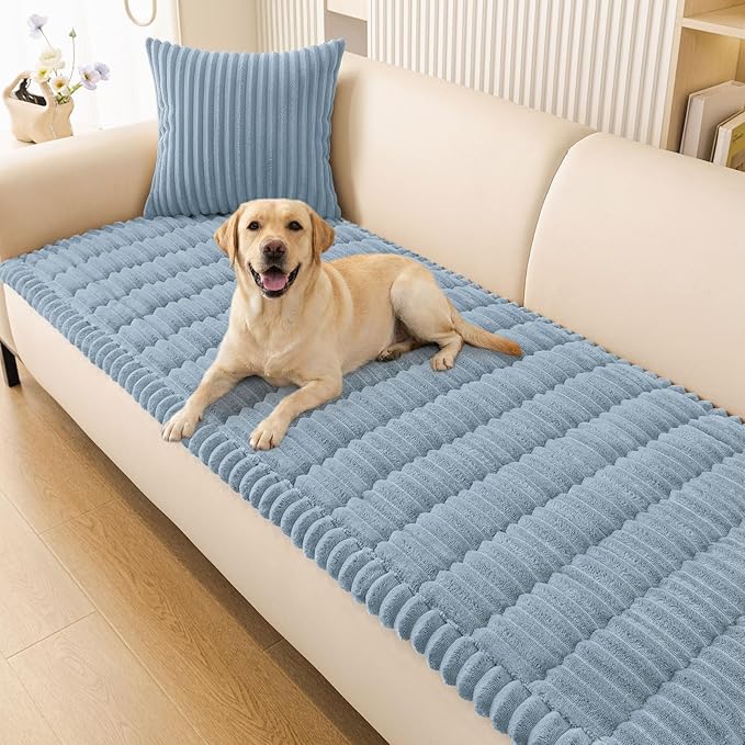 Smiry Couch Cover for Dogs, Non Slip Washable Sofa Protector for Pets, Soft Furniture Cover for Pet, Stylish Sofa Covers, Cozy Protect Against Fur, Dirt & Everyday Messes (Haze Blue, 27.6" x 59")