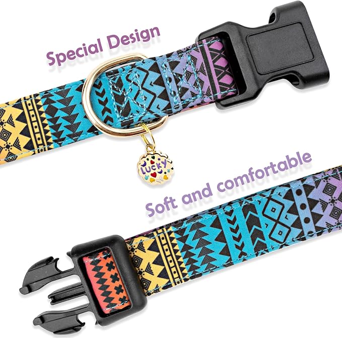 Faygarsle Bohemian Geometric Pattern Dog Collar for Small Medium Large Boys Girls Dogs XS