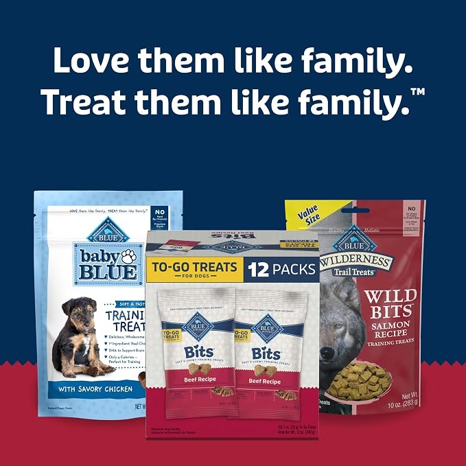 Blue Buffalo Bits Natural Soft Moist to Go Dog Training Treats Beef Recipe 1-oz Bags (Pack of 12)