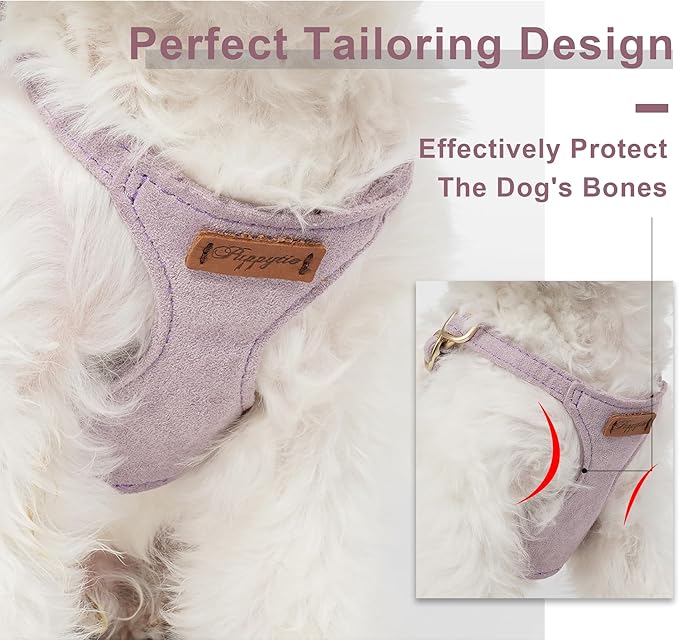 Puppytie No Pull Small Dog Harness with Multifunction Dog Leash,Lightweight Soft Adjustable No Choke Escape Proof Pet Harness Vest, Light Purple, S