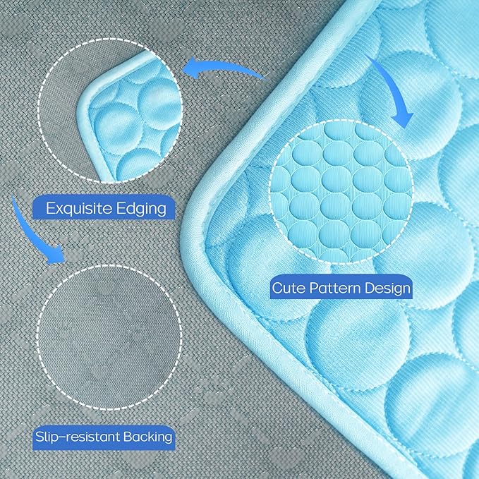 Cooling Mat for Dogs & Cats, Q-Max>0.4 Washable Cooling Pad for Small, Medium, Large & XL Pets, Portable Non-Slip Indoor & Outdoor Cooling Dog Bed Mat for Floor, Sofa, Car Seat, Crate, Kennel