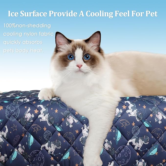 Premium Cooling Mat for Large Dogs - Washable Dog Cooling Throw Blanket，Durable Self Cool Pet Mat for Cat, Soft Summer Blanket for Hot Weather, 60''x80''