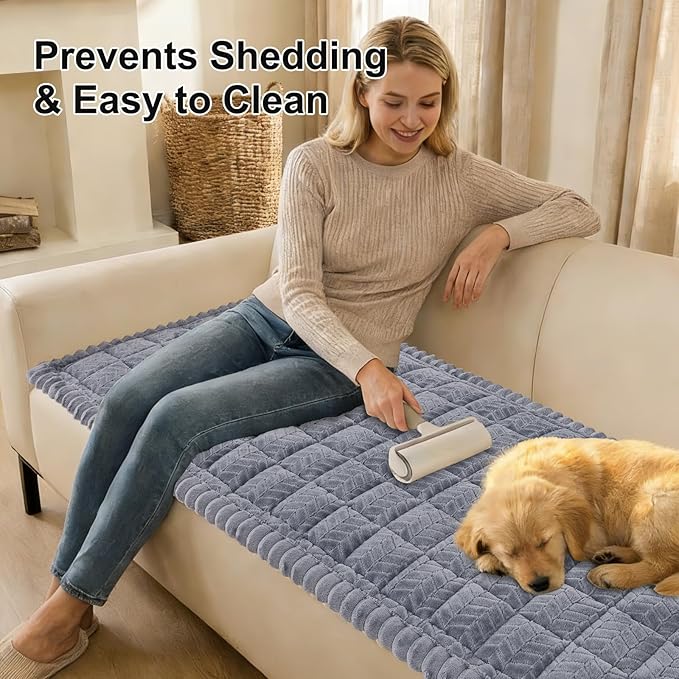 Smiry Couch Cover for Dogs, Non Slip Fuzzy Pet Sofa Covers Washable for Sectional Couch, Soft Thick Furniture Protector for Cats Dogs, Against Fur, Dirt, Scratch Resistant (Grey, 43"x63")