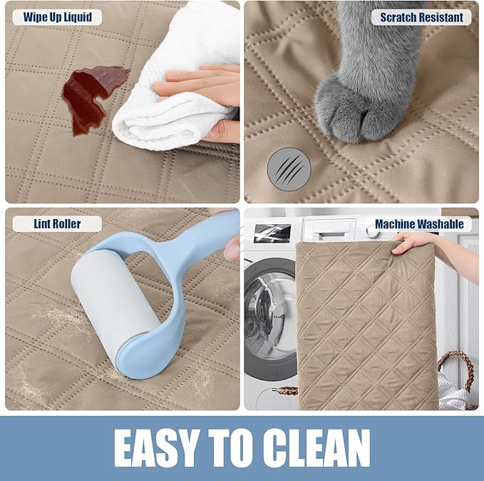 Smiry Waterproof Dog Bed Cover Pet Blanket, Soft Washable Dog Blanket for Furniture Bed Couch Sofa Reversible, Checkered (40"x70", Taupe/Beige)