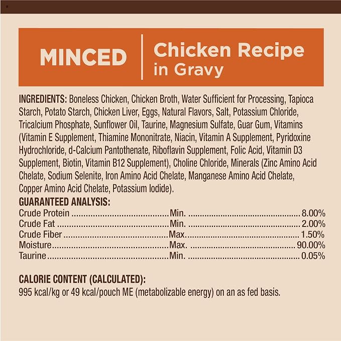 Wellness CORE Tiny Tasters Minced Adult Wet Cat Food,Natural,Protein-Rich,Grain Free,1.75-Ounce Pouch,(Chicken),(Pack of 24)