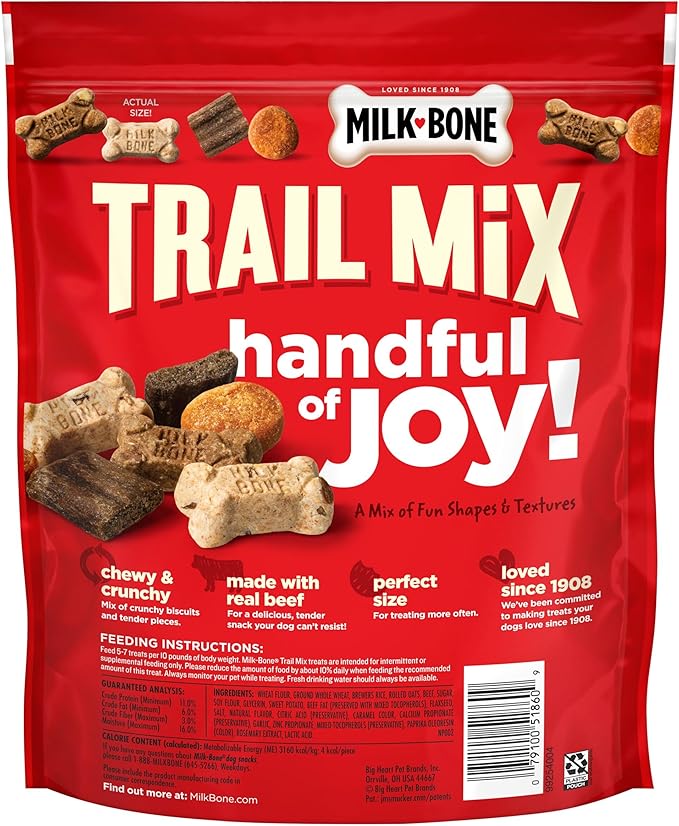 Milk-Bone Trail Mix Dog Treats, Real Beef & Sweet Potato Flavor, 20 Ounces