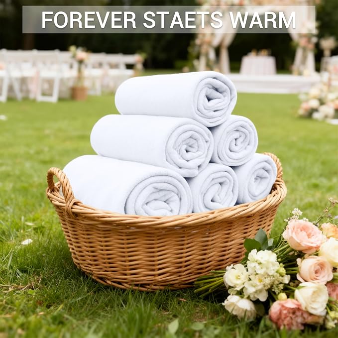 CULVE 24 Pack Fleece Throw Blanket 50x60 - Soft Lightweight Blankets in Bulk for Wedding, Gifts Pet Home Bed Sofa Couch Office Travel(White)