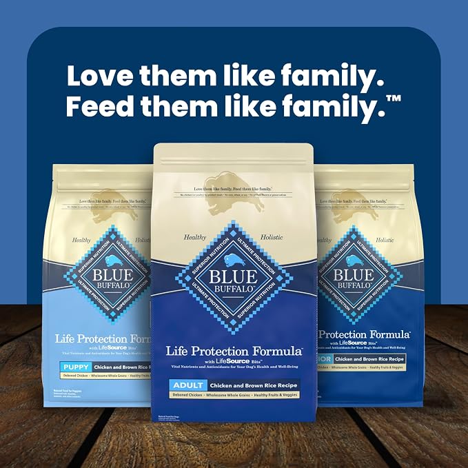 Blue Buffalo Life Protection Formula Chicken & Brown Rice Adult Dry Dog Food, Supports Immunity with Antioxidant-Rich LifeSource Bits, Promotes Healthy Muscle Development, Skin & Coat Health, 15 lbs.