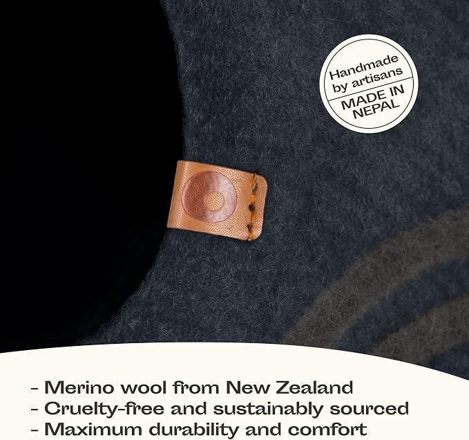 MEOWFIA Cat Cave – Premium Felt Cat Enclosure for Indoor Cats, Handmade Merino Wool (Slate Grey, Large)