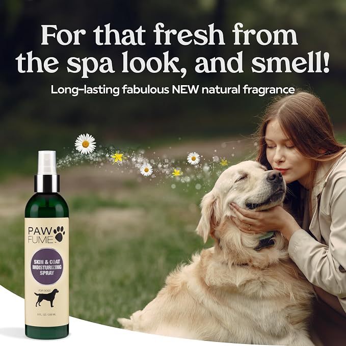 PAWFUME Skin & Coat Detangler Spray for Dogs, 1-Pack – Soothe Dry, Itchy Coats Quickly – Non-Toxic Chamomile & Oat Formula, Essential Fatty Acids & Vet-Certified – Dog Detangler Spray Dematting Care