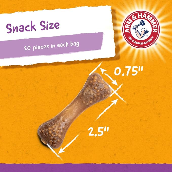 Arm & Hammer for Pets Nubbies Dental Treats Baking Soda Calcium Nubbed Texture Scrubs Plaque Tartar Chicken Flavor Freshens Breath Daily Oral Care 20 Count 7 OZ 24 Pack at Home Consistent Routine