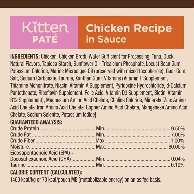Wellness CORE Tiny Tasters Pate Kitten Wet Cat Food, Natural, Protein Rich, Grain Free, Chicken Recipe, 1.75 oz, Pack of 12 Pouches