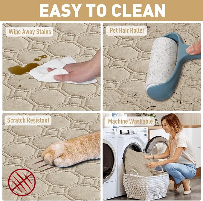 ZNSAYOTX Ultimate Cozy Blankets (30"x70") 100% Waterproof Sofa Mat Blanket for Dog Pets, Bed Couch Protector with Non-Slip Back Washable Durable, Pee Scratch Proof Easy to Clean (Khaki)