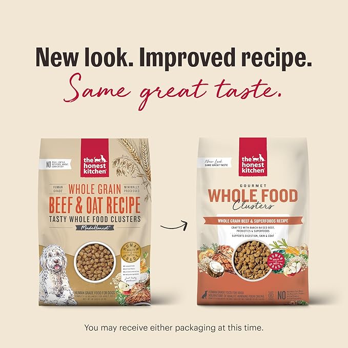 The Honest Kitchen Human Grade Dry Dog Food, Whole Food Clusters Grain Free Dry Dog Food, Beef, 10 lb Bag