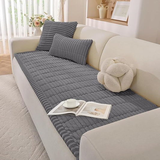 Fuzzy Pet Couch Covers for Dogs Washable, Thick Couch Covers for 3 Cushion Sofa Pet Friendly, Non Slip Plush Dog Couch Cover for for Sectional, Loveseat (Charcoal Gray, 27.6" x 71")