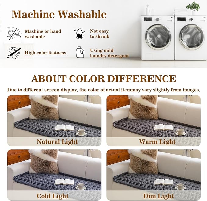 MYSKY HOME Couch Covers for 3 Cushion Sofa Pet Friendly, Couch Cover for Dogs, Sofa Covers for Pets Washable, Soft Non-Slip Sofa Slipcovers Furniture Protector Covers, Dark Grey, 27.6" x 70.9"