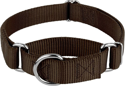 Country Brook Petz - Martingale Dog Collar - Heavy-Duty Training Collar with No Buckle - Service Dog Collar for All Pups - 20 Vibrant Colors (Brown, 3/4 Inch, Small)