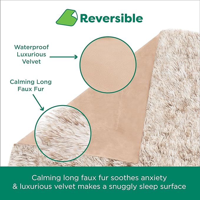 Furhaven Waterproof Throw Blanket for Dogs & Indoor Cats, Washable - Shaggy Plush Calming Long Faux Fur & Velvet Dog Blanket - Driftwood, Small (Pack of 2)
