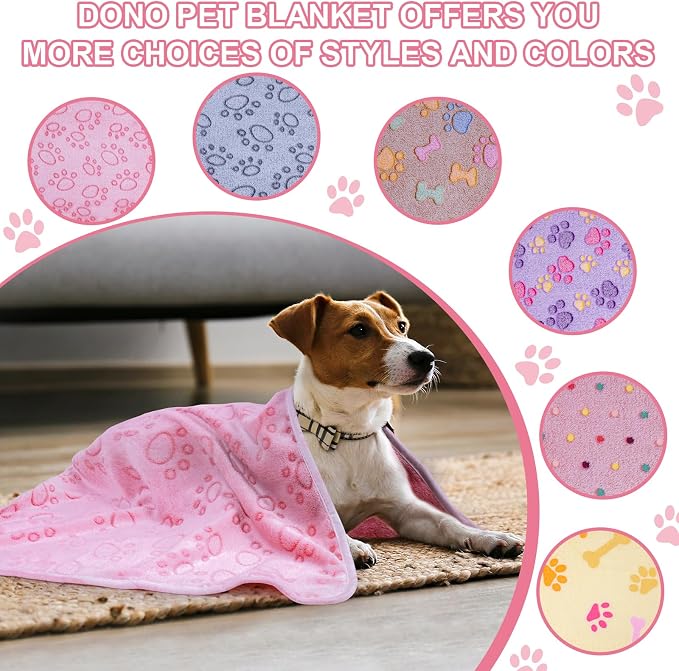 Dono 1 Pack 3 Dog Blankets for Small Dogs, Soft Fluffy Paw Print Pattern Fleece Pet Blanket Warm Sleep Mat, Puppy Kitten Blanket Doggy Mat for Dog Cat Kitten Doggy -23*16in (S(23*16"), Brown Bone)