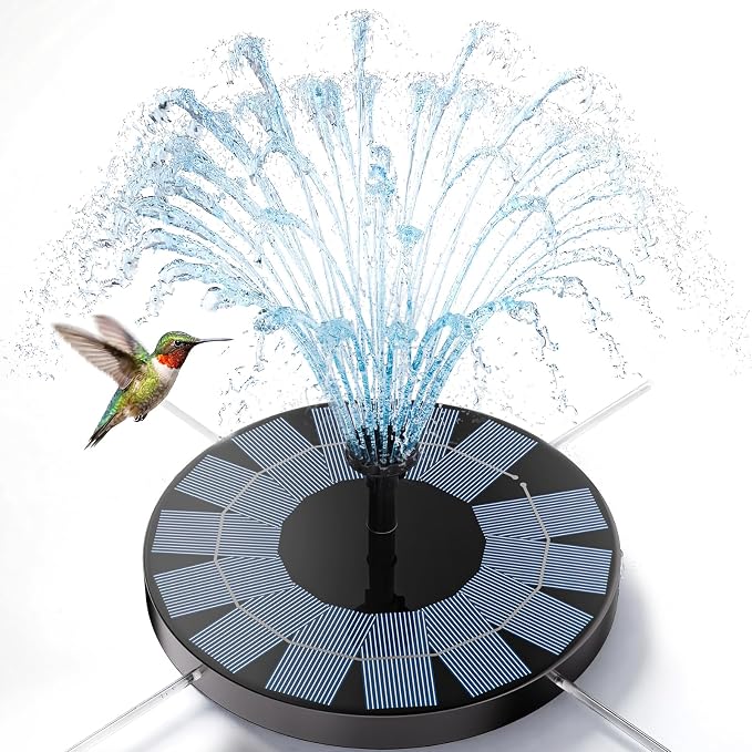 AISITIN Solar Fountain, 2.5W Solar Water Fountain Pump with 6 Nozzles & 4 Tube Supports, 6.7" Solar Powered Fountain for Garden, Pond, Pool, Fish Tank, Aquarium Outdoor