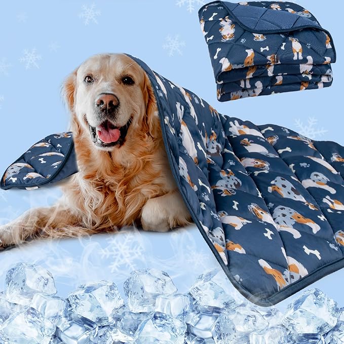 Dog Cooling Mat, Premium Lightweight Pet Cooling Blanket Bed Cover for Dogs, Cat, Puppies | Ice Silk Cool Pad for Dogs Furniture Protector | Machine Washable Pet Blanket, 22''x28''