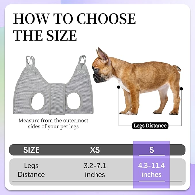 PatiencET Dog Grooming Hammock for Small Dogs Pet Hammock for Nail Trimming Dog Sling for Nail Clipping Dog Hanging Harness (Gray S)