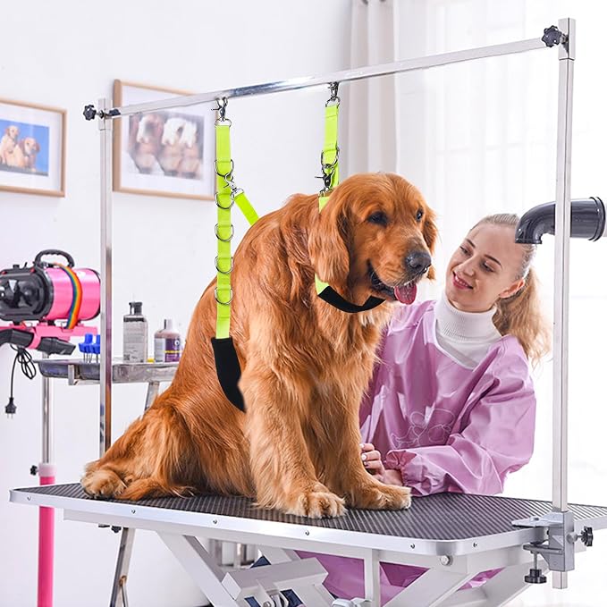 Dog Grooming Belly Strap - Dog Grooming Loops for Table Arm Extender with Clamp Extension Loop Bathing Restraint Leash No Sit Haunch Holder for Small & Medium Dogs Hair Cutting Washing (Green)