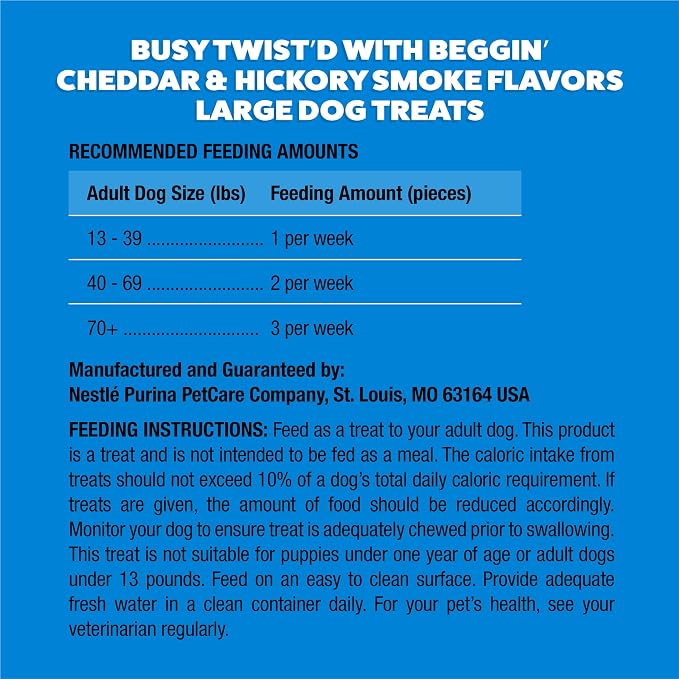 Purina Busy with Beggin’ Twist’d Cheddar and Hickory Smoke Flavors Adult Dog Treat - 10 ct. Pouch