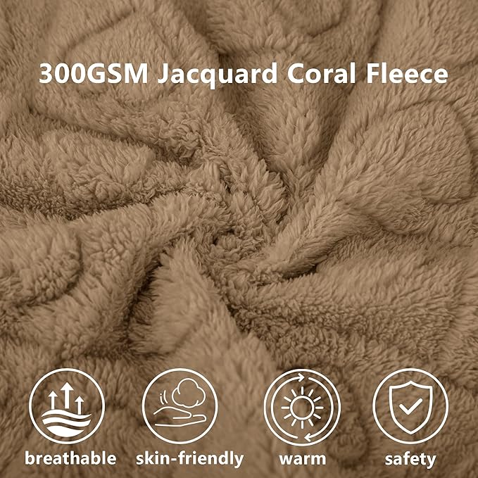gogobunny Large Pet Blanket for Dogs Cats, Ultra Soft 300GSM Coral Fleece Washable Furniture Protector for Couch Bed Car Seat, Calming Crate Mat Blanket for Large Breeds, Brown, 60x80IN