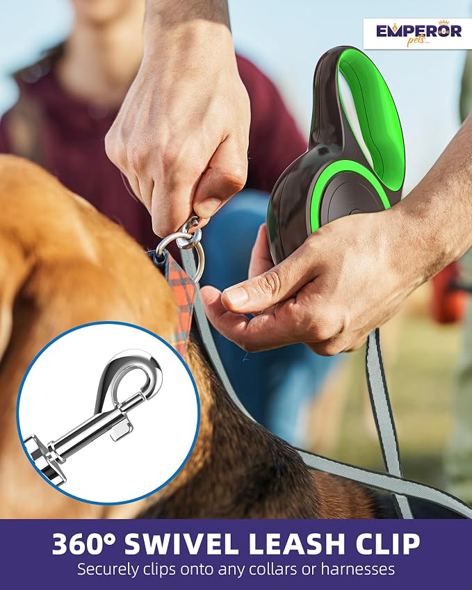 Emperor Pets 16 Feet Retractable Dog Leash Large Dogs - Up to 110lbs, Heavy Duty Leash Retractable 26 ft, Dog Leashes for Large Breed Dogs -GN16