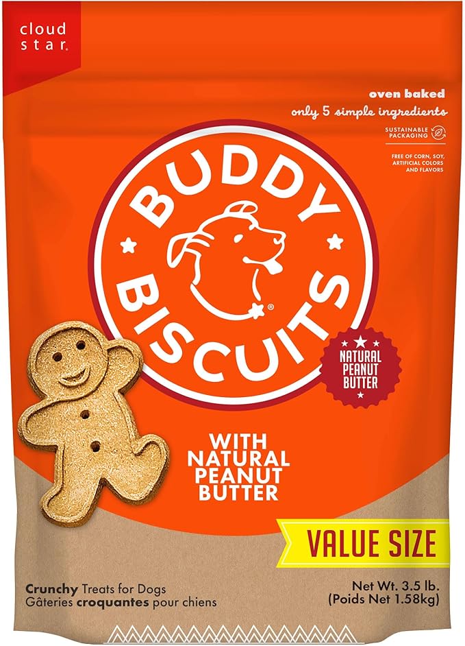 Buddy Biscuits Crunchy Dog Treats, Peanut Butter, 3.5 lbs. Bag